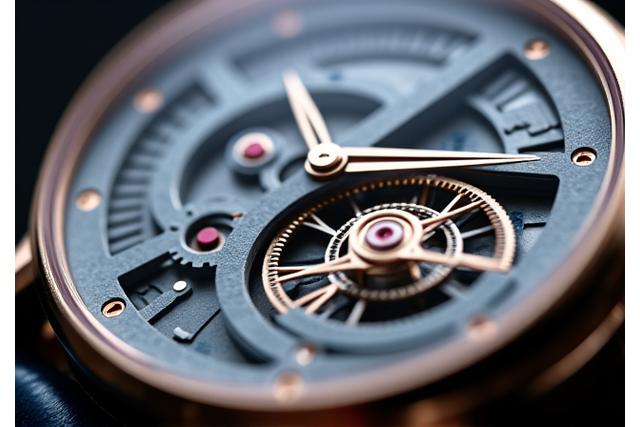 Close-up of a sophisticated Stature watch movement