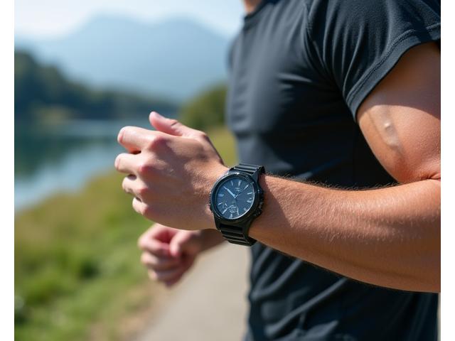 Athlete wearing a sports watch during activity